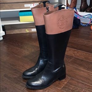 Etienne Aigner Wide Shaft Tan/Black Riding Boots